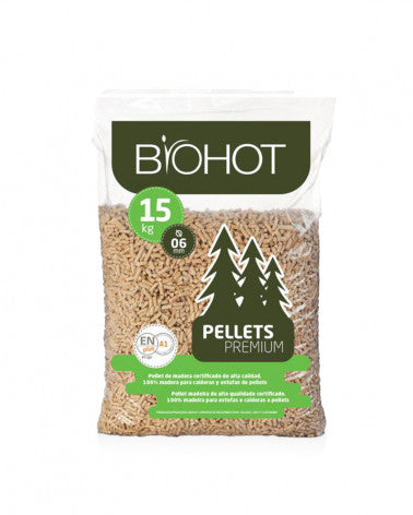 PELLETS DE MADEIRA 15 KG BIOHOT 65 sacos